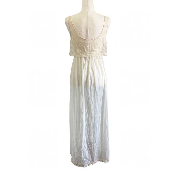 Vintage Hollywood Vassarette Cream Lace Midi Maxi Length Nightgown Size 36 0599B - Picture 4 of 10